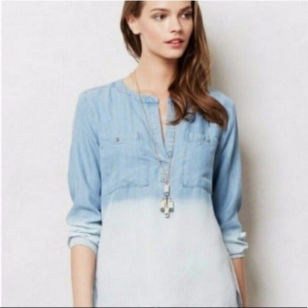 Cloth & Stone popover dip dye ombré chambray top